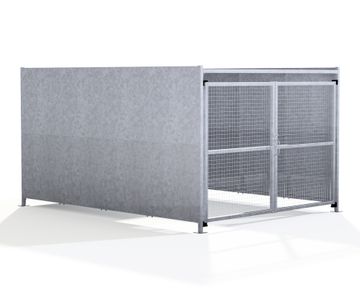 GM1 Shelter - galvanised steel bin store with lockable mesh doors