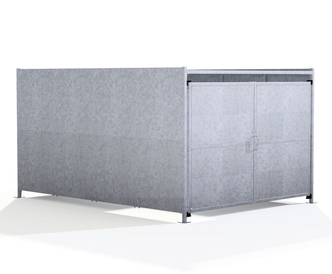 GM2 Shelter - galvanised steel bin shelter with lockable doors