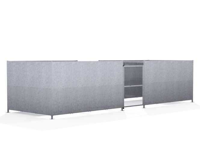 GMC1 Compound - lockable galvanised steel bin store with mesh doors