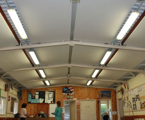 Cloudsorba® acoustic ceiling panels reduce noise in scout hall