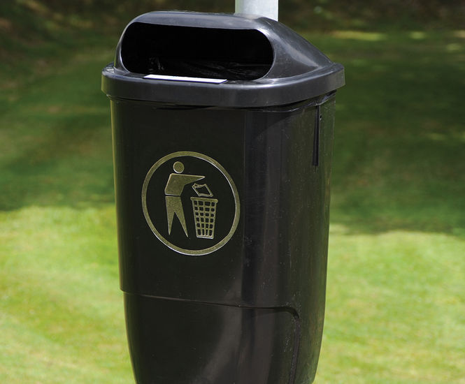 Apollo - post-mounted recycled plastic litter bin (50L)