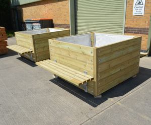 Grenadier timber planter with bench seating