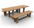 Movable Picnic Set - hardwood freestanding outdoor picnic table and benches 0