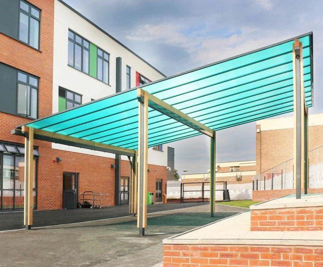 Sheldon SCP312 - modular timber and polycarbonate canopy shelter