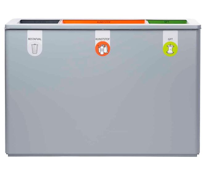 Lune Amega L And XL - steel multi-stream waste separation bin for offices