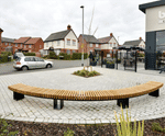Helston - contemporary curved mild steel and timber bench