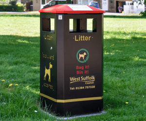 Derby Standard – mild steel litter bin, 120 litre