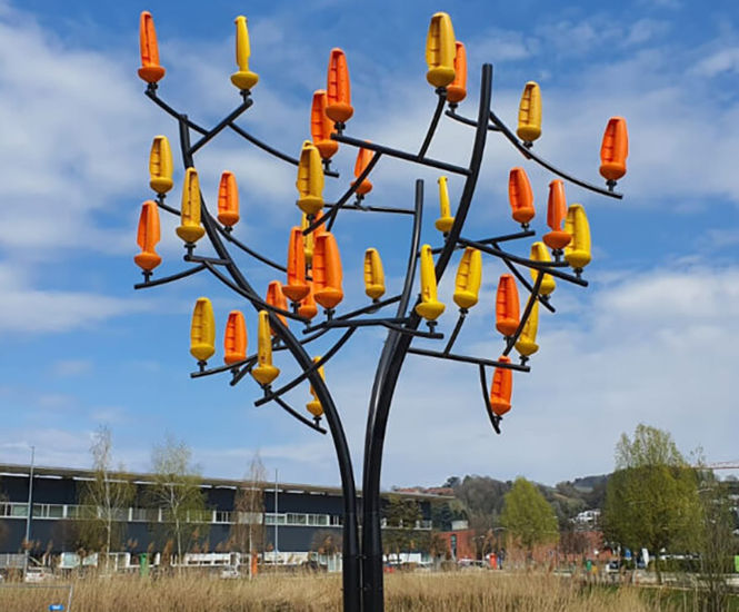 Wind Tree - customisable metal wind-powered outdoor energy generator