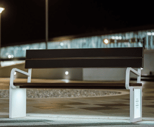 Steora Solar Bench - outdoor metal smart bench with device charging
