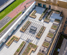 Timber planters and seating for rooftop gardens - Central Quay