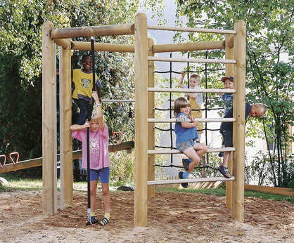 Unique hexagonal system 270 - outdoor softwood climbing and play structure