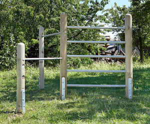 Climbing Frame With Double Horizontal Bars - larch wood outdoor gym set