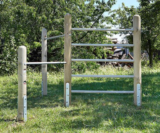 Climbing Frame With Double Horizontal Bars - larch wood outdoor gym set