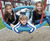 Luna Swing - steel playground swing set with nest and flat seats 1