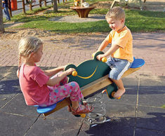 eibe double spring frog rocker - wood and steel playground seesaw for kids