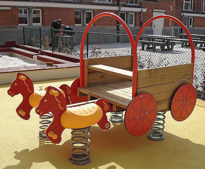 eibe multi-spring rocker covered wagon - playground spring toy for children