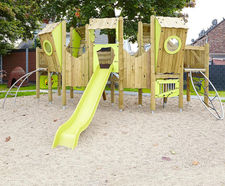 Ofelia play unit, solo - outdoor wood play unit for public spaces