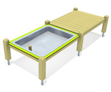 Platform with mud tub - outdoor play platform with wood and mud basin