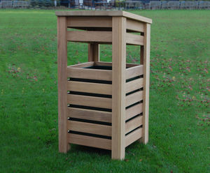 Hastingwood - closed top iroko hardwood outdoor litter bin