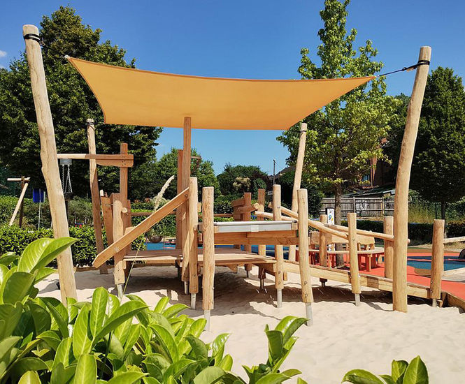 Sonya awning 3 x 3m - natural robinia wood outdoor sun shade
