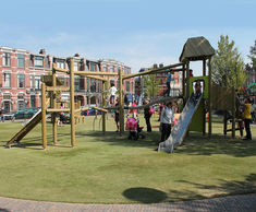 Belfi play unit, solo - outdoor larch wood playground climbing structure