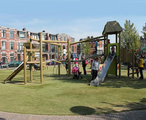 Belfi play unit, solo - outdoor larch wood playground climbing structure