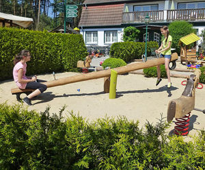 Golpio beam seesaw - four-seat outdoor robinia wood playground seesaw