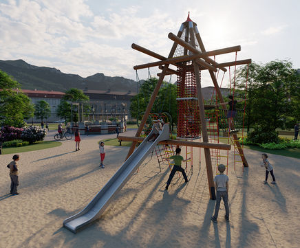Black Forest Bird’s Nest Tower - timber-framed playground climbing unit