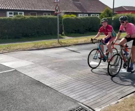 Sinusoidal Ramp - recycled rubber road speed bump for traffic calming