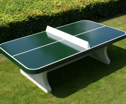 Green concrete outdoor table tennis table with round corners