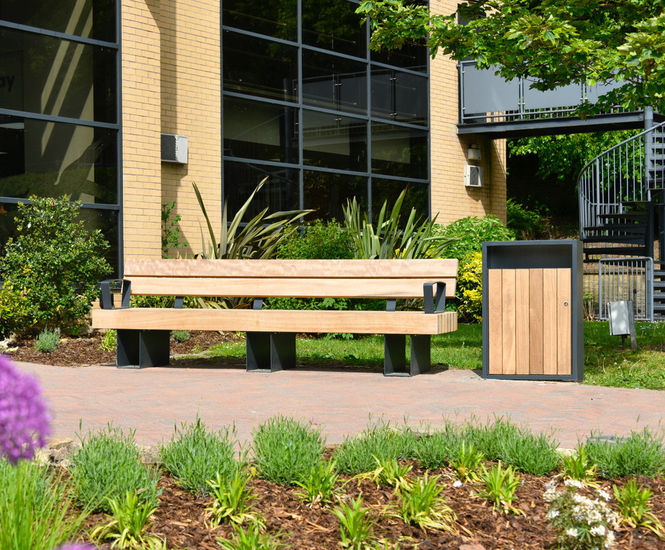 Seating and litter bins for revamped public realm - Dronfield Civic Hall