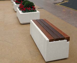 The Cheshire Bench - concrete and hardwood outdoor public seating