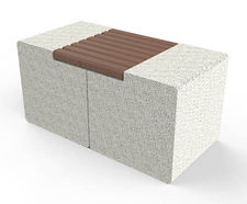 Cumbria Bench Small - concrete outdoor bench with timber slats