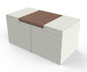 Cumbria Bench Small - concrete outdoor bench with timber slats