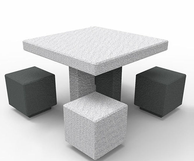 EcoFit Table And Seating - concrete outdoor table and bench set