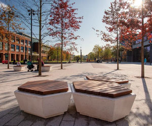 Dakota Seating - concrete and timber bench for parks and public spaces