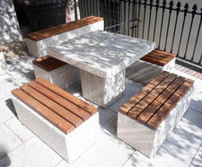 Kerry Table - concrete outdoor table and bench with hardwood slats