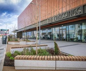 Contemporary outdoor concrete benches for community hub - Adamstown