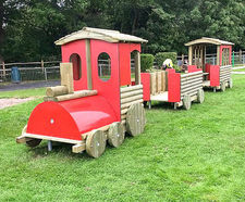 Large Train Locomotive - outdoor play structure with wood and plastic