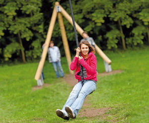 Montana Duo Aerial Cableway - wood zip line kit for hills, 20m