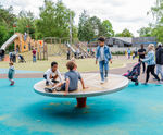 Giant spinning disc with timber boards