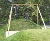 Crane Double Swing - outdoor playground swing set, pressure-treated wood - on this page