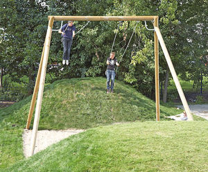 Crane Double Swing - outdoor playground swing set, pressure-treated wood