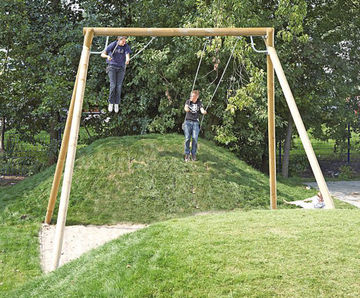 Crane Double Swing - outdoor playground swing set, pressure-treated wood