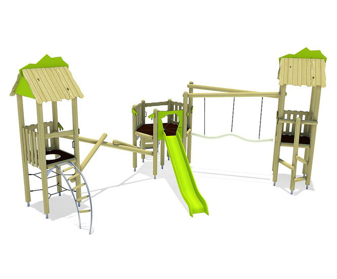 Jeffron 1 Play Unit - outdoor wood playground for public spaces