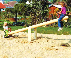 Two-Seater Seesaw - larch wood outdoor playground equipment