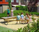 Black Forest Park Bench - outdoor softwood bench with steel supports