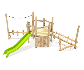 Levi Play Unit, Solo - natural robinia outdoor playground structure