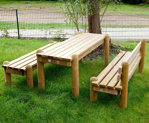 Eibini Table - solid wood indoor/outdoor table for communal seating
