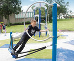 Single Curver - blue steel playground swing for outdoor coordination